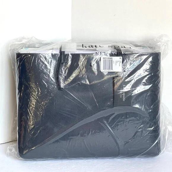 Kate Spade All Day Large Tote Blue Seashell Pop Leather Wristlet Shoulder Bag - Picture 3 of 11